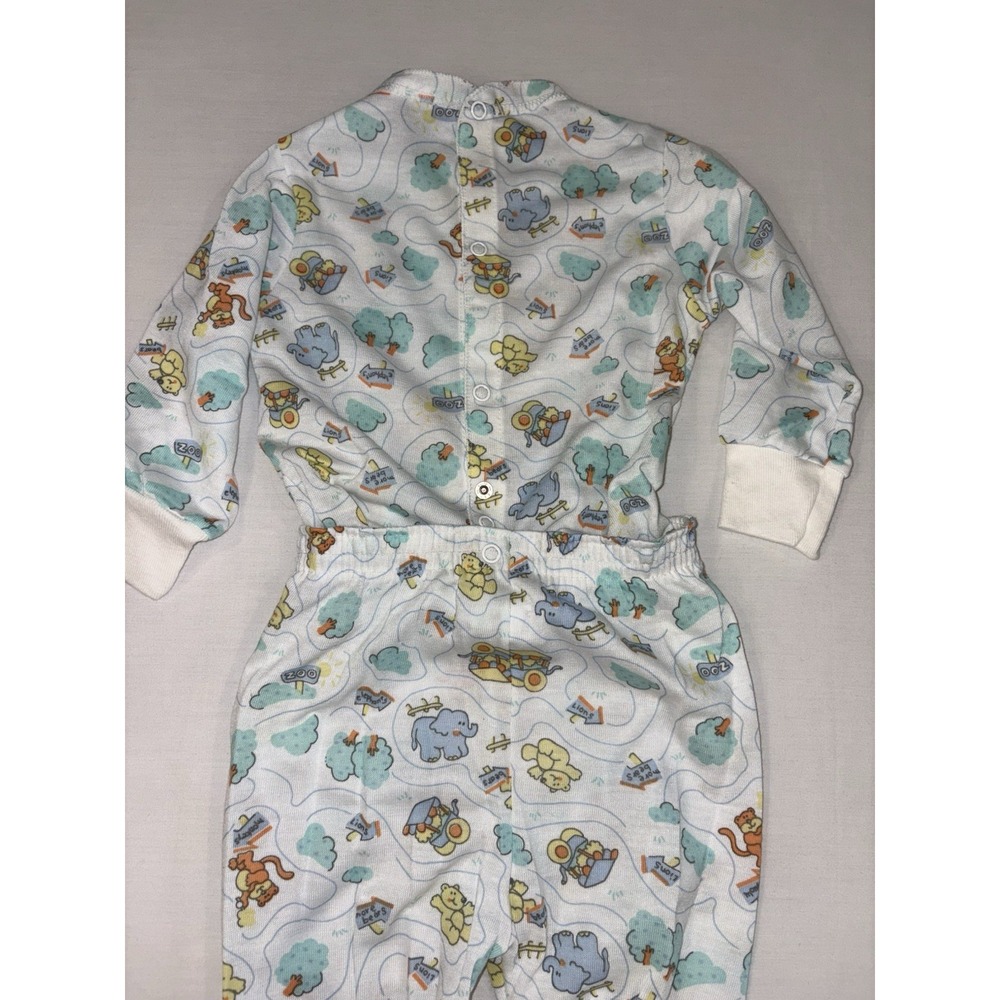 VTG Carter's 2pc Snap on Footed Pj's Bear Elephant Sleep Baby Sleeper 18 Months